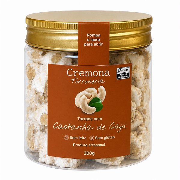 Pote 200g cubos de torrone de Castanha de Caju