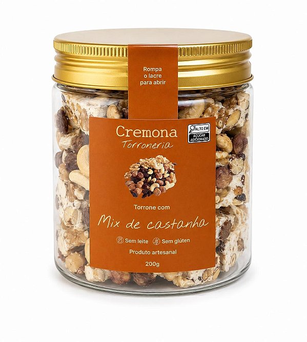 Pote 200g cubos de torrone de Mix de Castanhas