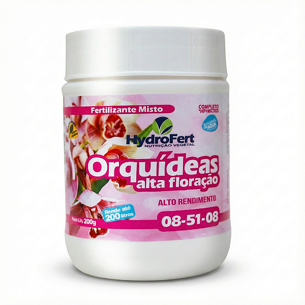 Fertilizante Orquídea Alta Floração NPK 08-51-08 Hydrofert 200g