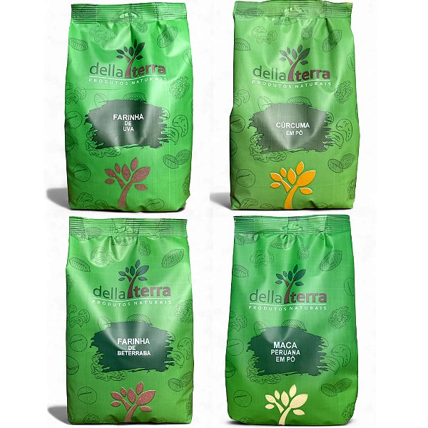 Kit Vitalidade Feminina -Farinha de Uva + Maca Peruana + Cúrcuma + Farinha de Beterraba