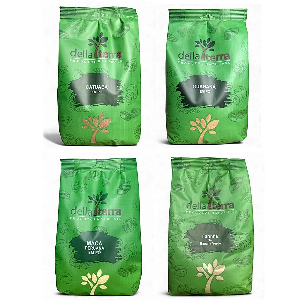 Kit Vitalidade Masculina - Farinha de Maca Peruana + Guaraná + Catuaba + Banana Verde