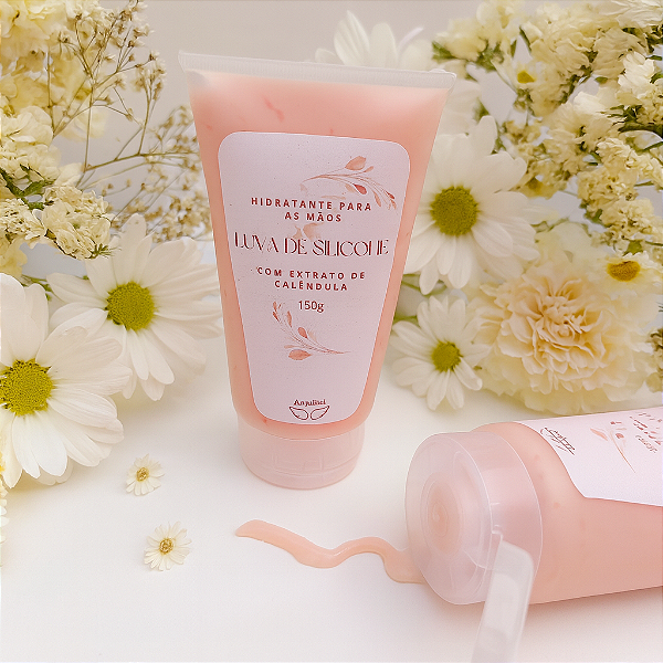 👐🌼 Hidratante para Mãos Luva de Silicone com Calêndula – 150g  Anjubiel