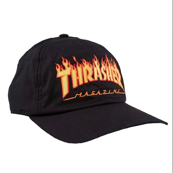 Boné Thrasher Dad Hat  Flame Logo Preto
