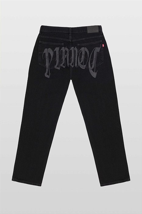 Calça Baggy Jeans Plano C Washed Denim Black