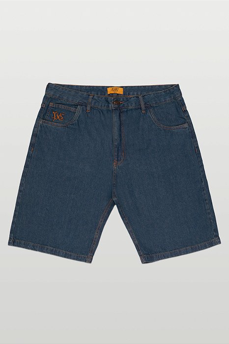 Bermuda Jeans Plano C Washed Denim ''PC'' Stoned Azul