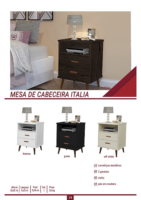 MESA DE CABECEIRA ITALIA