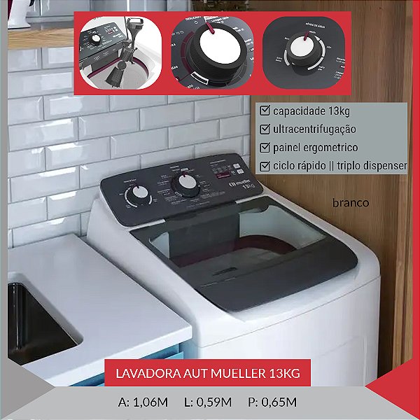LAVADORA AUT MUELLER 13kg