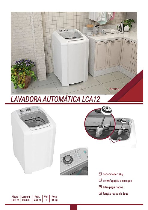 LAVADORA AUT LCA 12kg BRANCO