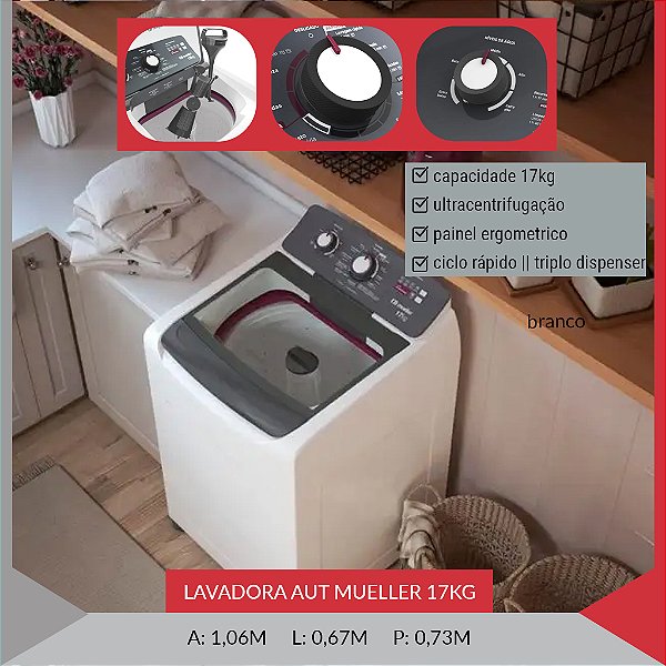 LAVADORA AUT MUELLER 17kg