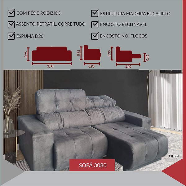 SOFA 3080 (RETRATIL E RECLINAVEL)