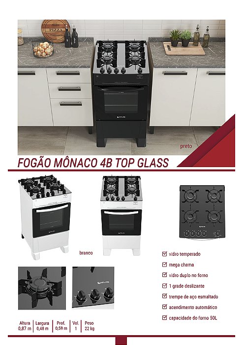 FOGAO MONACO TOP GLASS