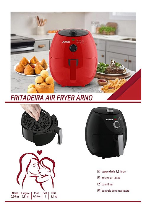 FRITADEIRA AIR FRYER - 3,2LTS ARNO