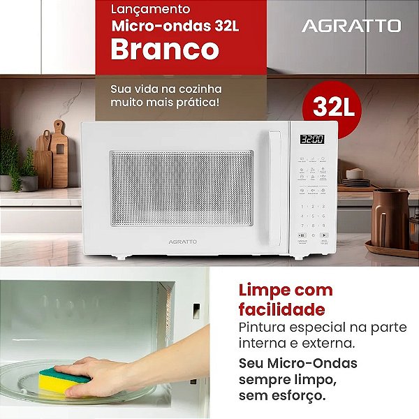 MICRO-ONDAS BRANCO AMIC02 32LTS 1.400W