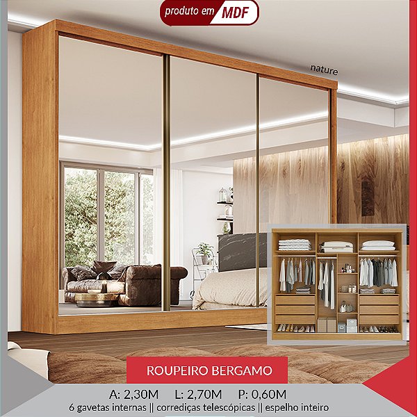 ROUPEIRO BERGAMO 3PTS E 3 ESPELHO