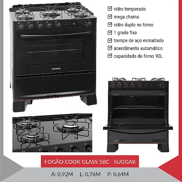 FOGAO PISO COOK GLASS 5BC - SUGGAR