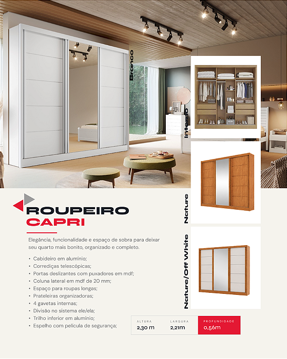 ROUPEIRO CAPRI PLUS 3PTS E 1 ESPELHO