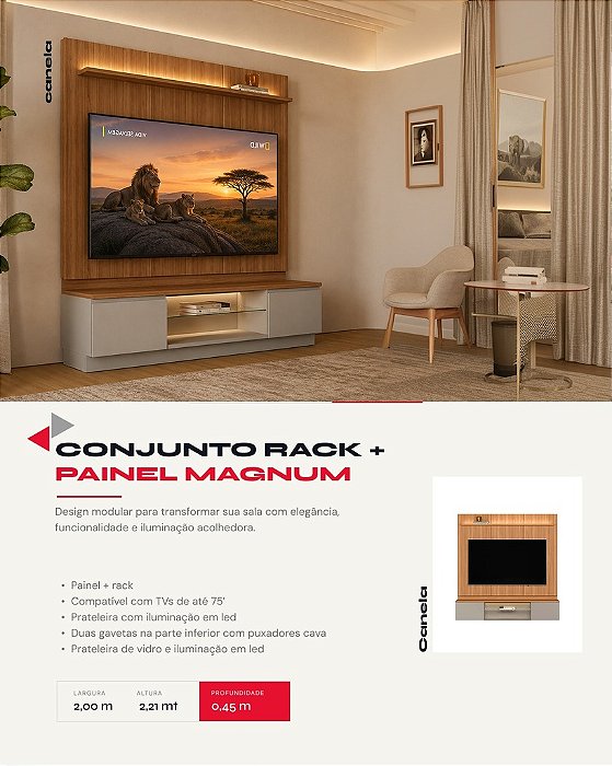 CONJUNTO RACK + PAINEL MAGNUM