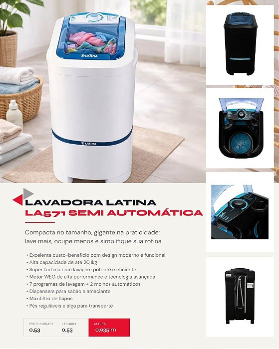 LA571 LAVADORA LATINA SEMI AUTOMÁTICA