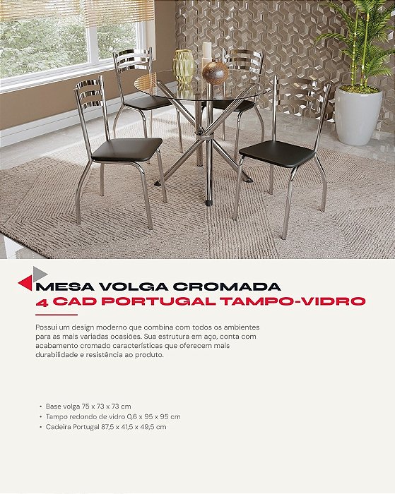 BASE VOLGA CROMADA (73 X 73CM)
