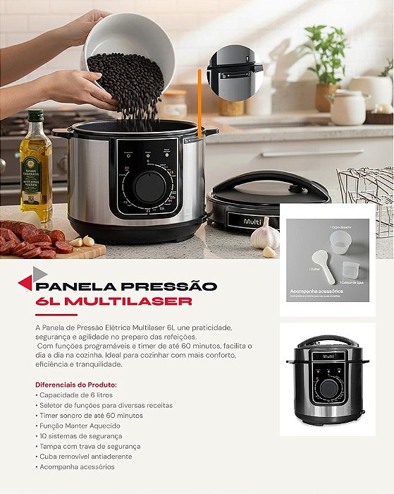 PANELA PRESSAO 6L MULTILASER