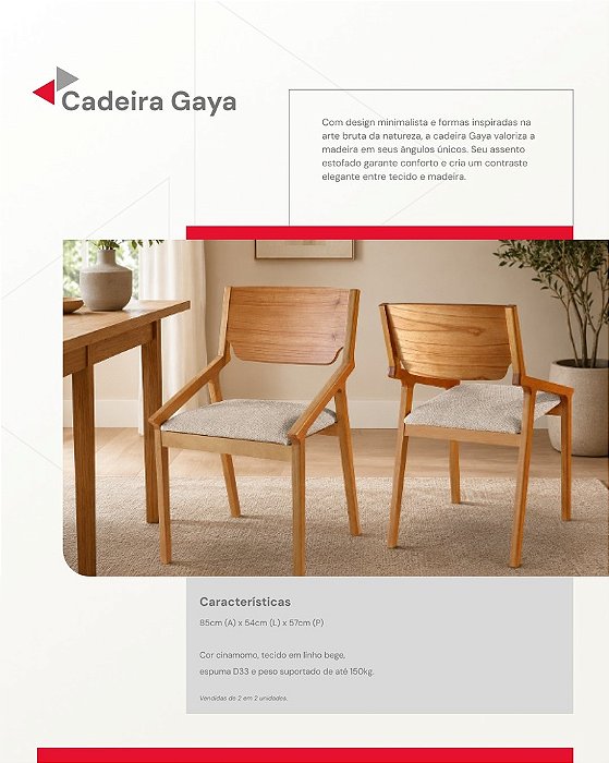 CX C/ 2 CADEIRA GAYA