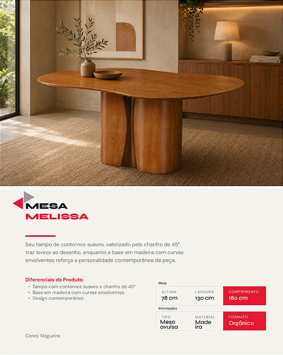 MESA MELISSA 1800X1300X780 - CINAMOMO