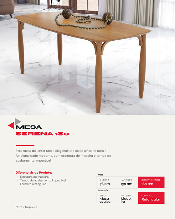 MESA SERENA 1800X900 - CINAMOMO