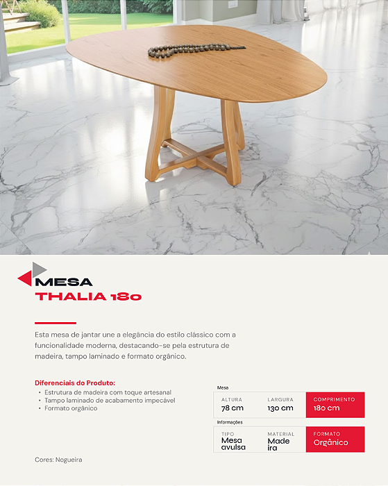 MESA THALIA 1800X1300X780- OVAL - CINAMOMO