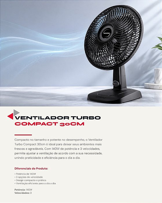VENTILADOR TURBO COMPACT 30CM