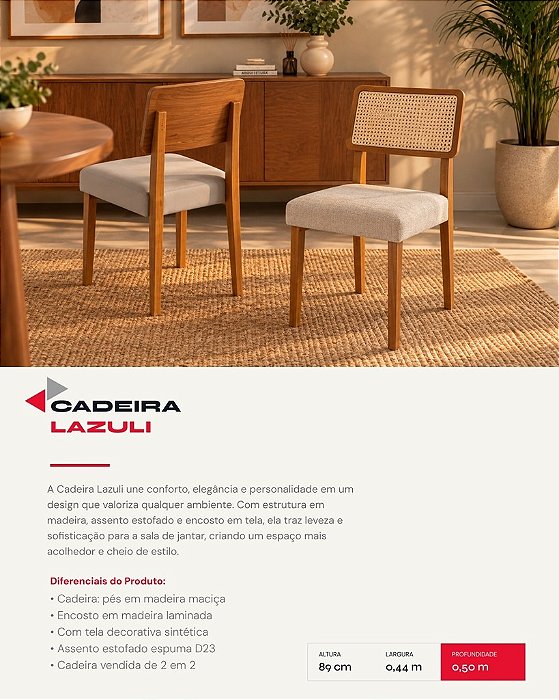 CX C/ 2 CADEIRA LAZULI
