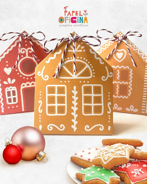 Embalagem Casinha de Natal - 6 unidades