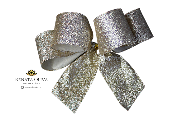 Laço Duplo Champanhe de Glitter -  6 und