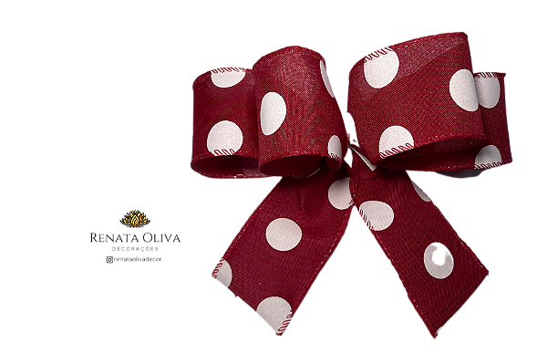 Laço Duplo Vermelho com bolinhas brancas - 6 Unidades