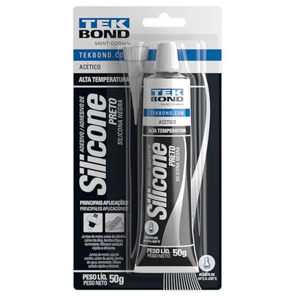 Borracha de Silicone Acético Preto 50g TEKBOND