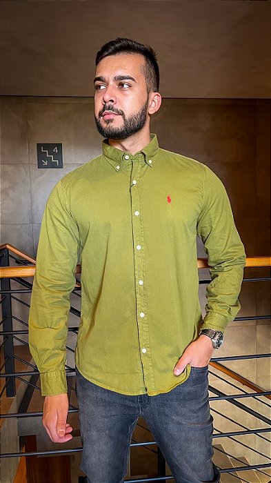 Camisa Manga Longa Ralph Lauren Sarja Classica Verde