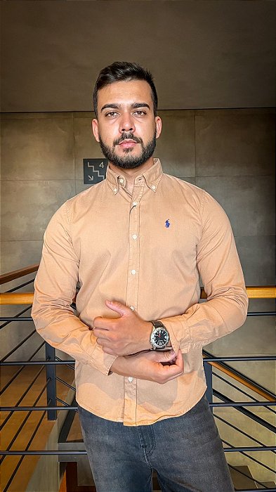 Camisa Ralph Lauren Manga Longa Classica Marrom