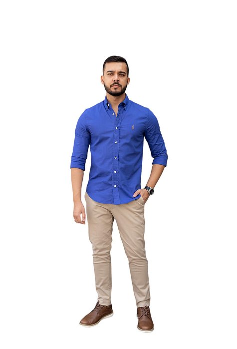Camisa Ralph Lauren Oxford Classica Azul Royal