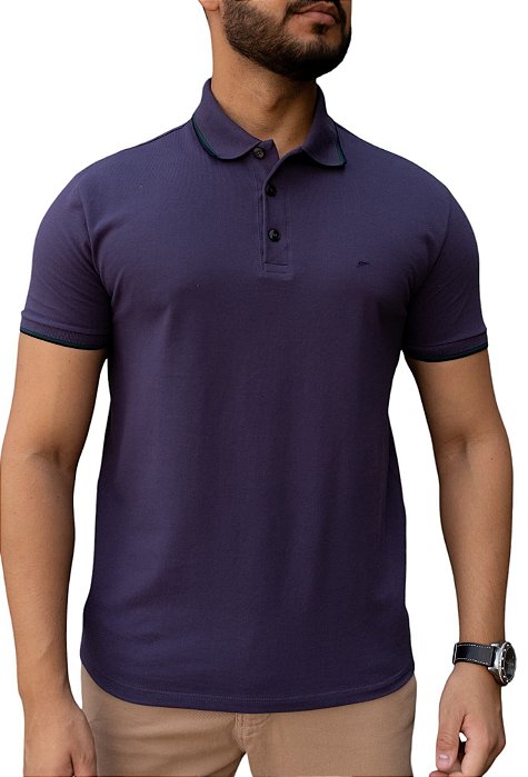 Camisa Polo Ellus Piquet Easa Friso Classic Roxa