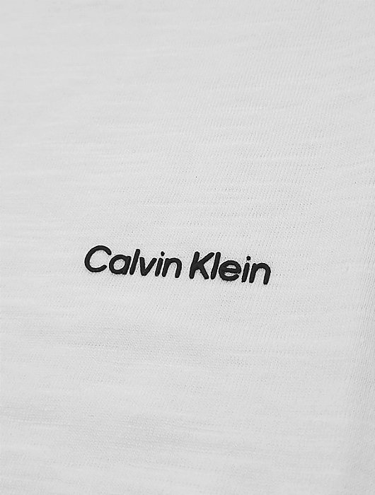Camiseta Calvin Klein Masculina Slim Logo Flamê Branca