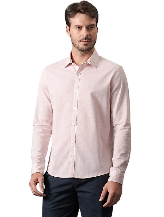 Camisa Masculina Slim Listrada Calvin Klein Rosa Claro