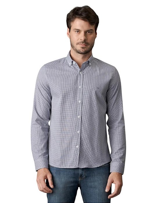 Camisa Masculina Regular Vichy Button Calvin Klein Marinho