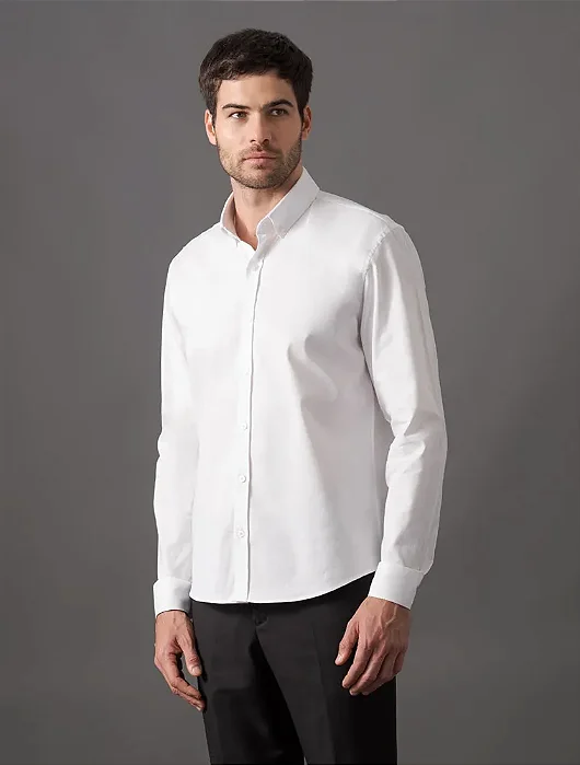 Camisa Masculina Regular Oxford Calvin Klein Branco