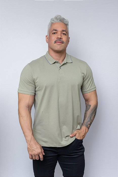 Polo Basico Comfort Masculina Individual Cinza Medio