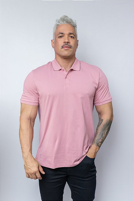 Polo Basico Comfort Masculina Individual Rosa Claro