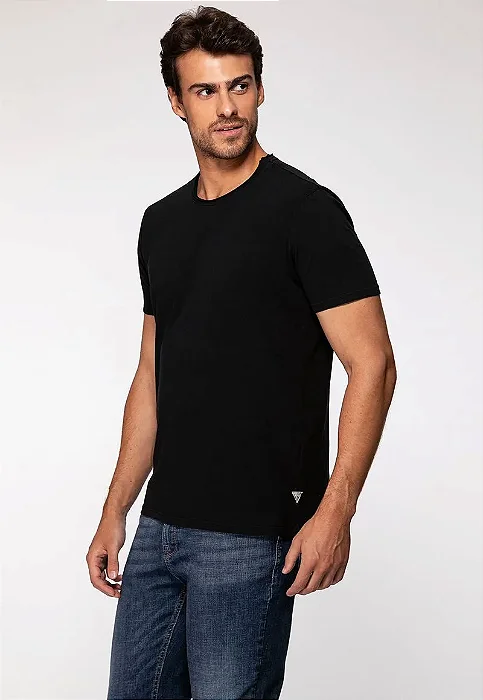 Camiseta Guess Masculina Gola A Fio Preto