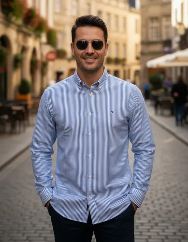 Camisa Tommy Hilfiger Manga Longa Regular Fit Azul Escuro