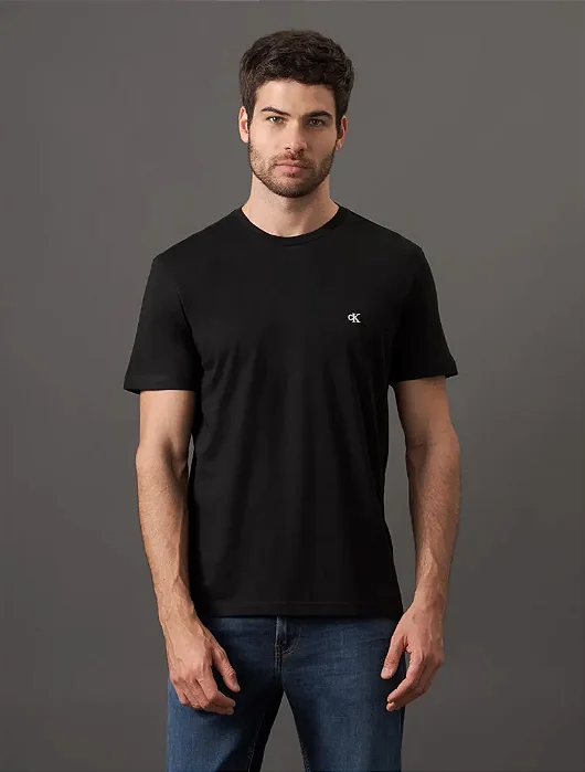 Camiseta Calvin Klein Jeans Masculina Ck Bordado Preto