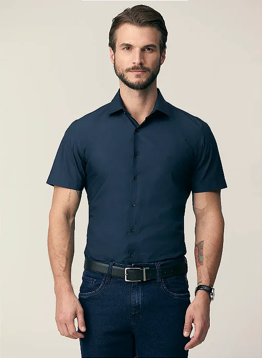Camisa Individual Manga Curta Slim Masculina