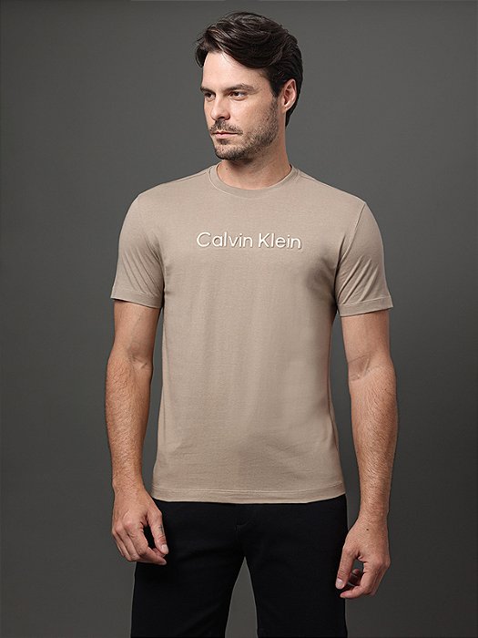 Camiseta Calvin Klein Embossed Caqui Medio