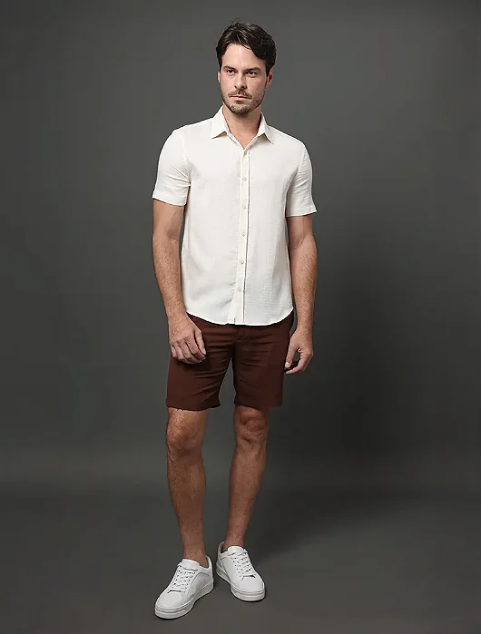Camisa Masculina Espinha de Peixe Calvin Klein Off White